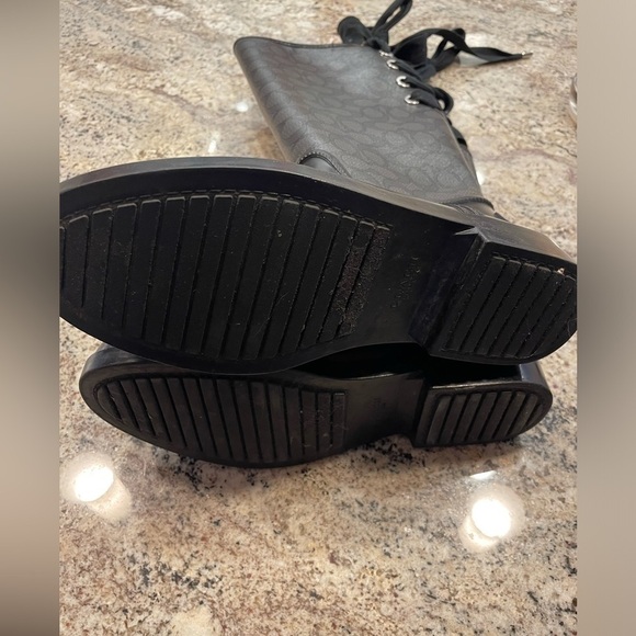 Authentic Coach Gray/Black Signature Outline “Tristee” Rain Boots - Picture 10 of 12